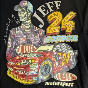 Jeff Gordon 24 Skull Nascar Racing Dupont Motorsport Black T-Shirt Men's Large